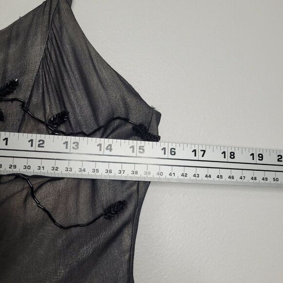 Vintage 90s y2k black silk beaded vine long prom homecoming witchy dress size 12 - Picture 7 of 8
